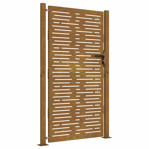 Cancello da giardino 100x200 cm in acciaio Corten design quadrato