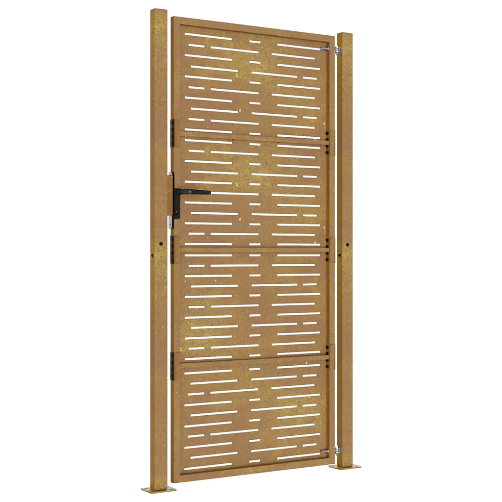 Cancello da giardino 100x200 cm in acciaio Corten design quadrato