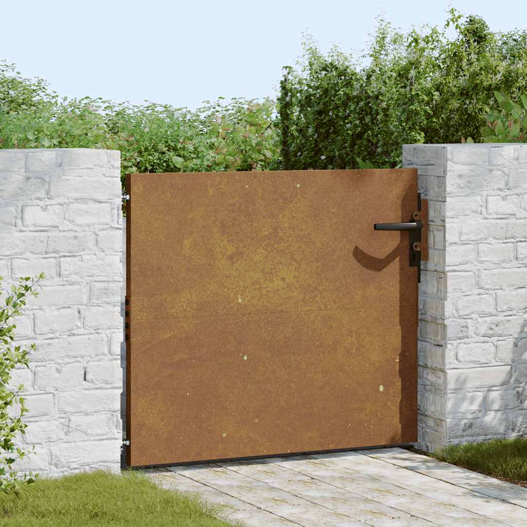 Cancello da giardino 85x125 cm in acciaio Corten design quadrato