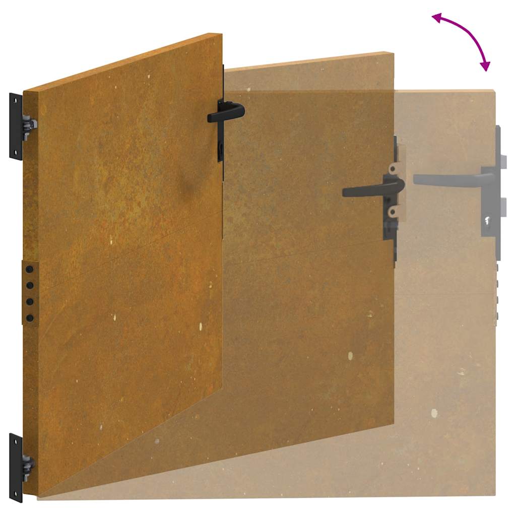 Cancello da giardino 85x125 cm in acciaio Corten design quadrato