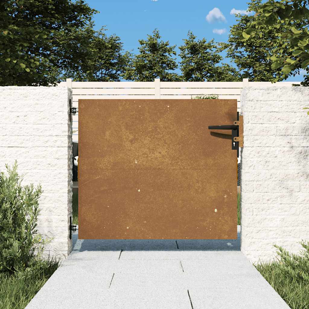 Cancello da giardino 85x125 cm in acciaio Corten design quadrato