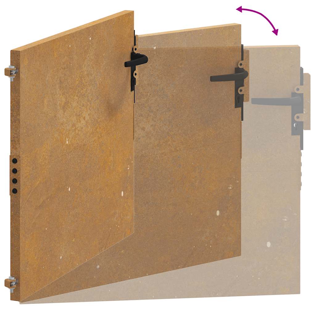 Cancello da giardino 100x75 cm in acciaio Corten