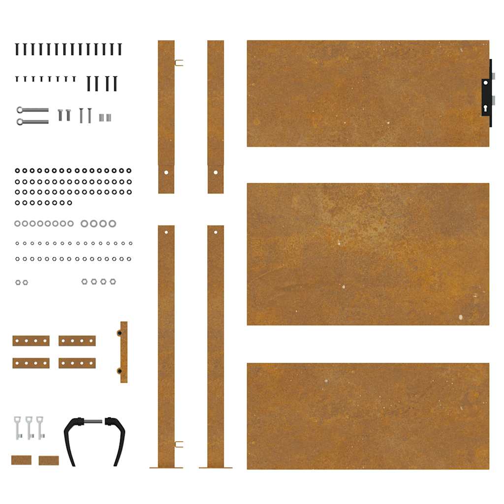 Cancello da giardino 100x125 cm in acciaio Corten