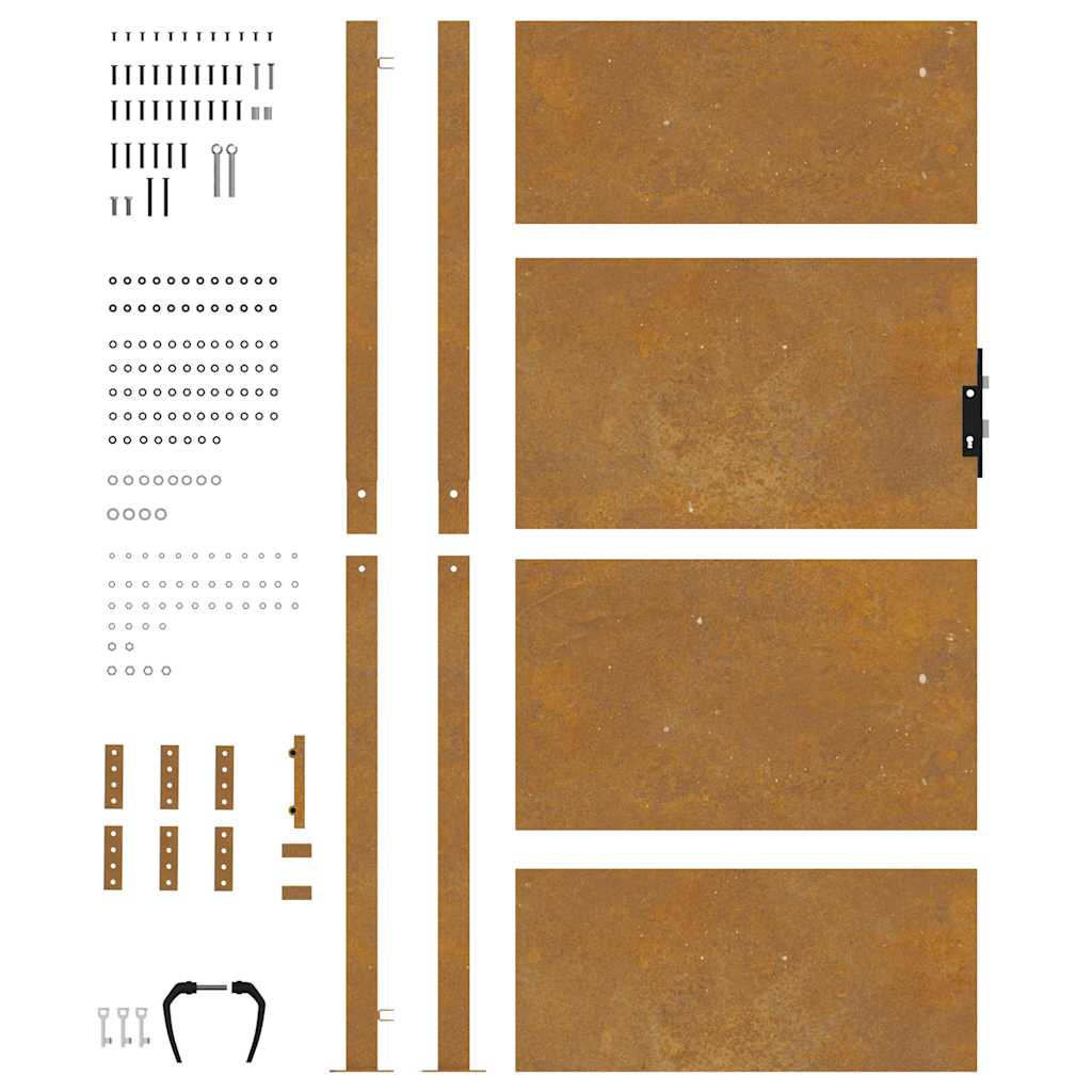 Cancello da giardino 100x200 cm in acciaio Corten