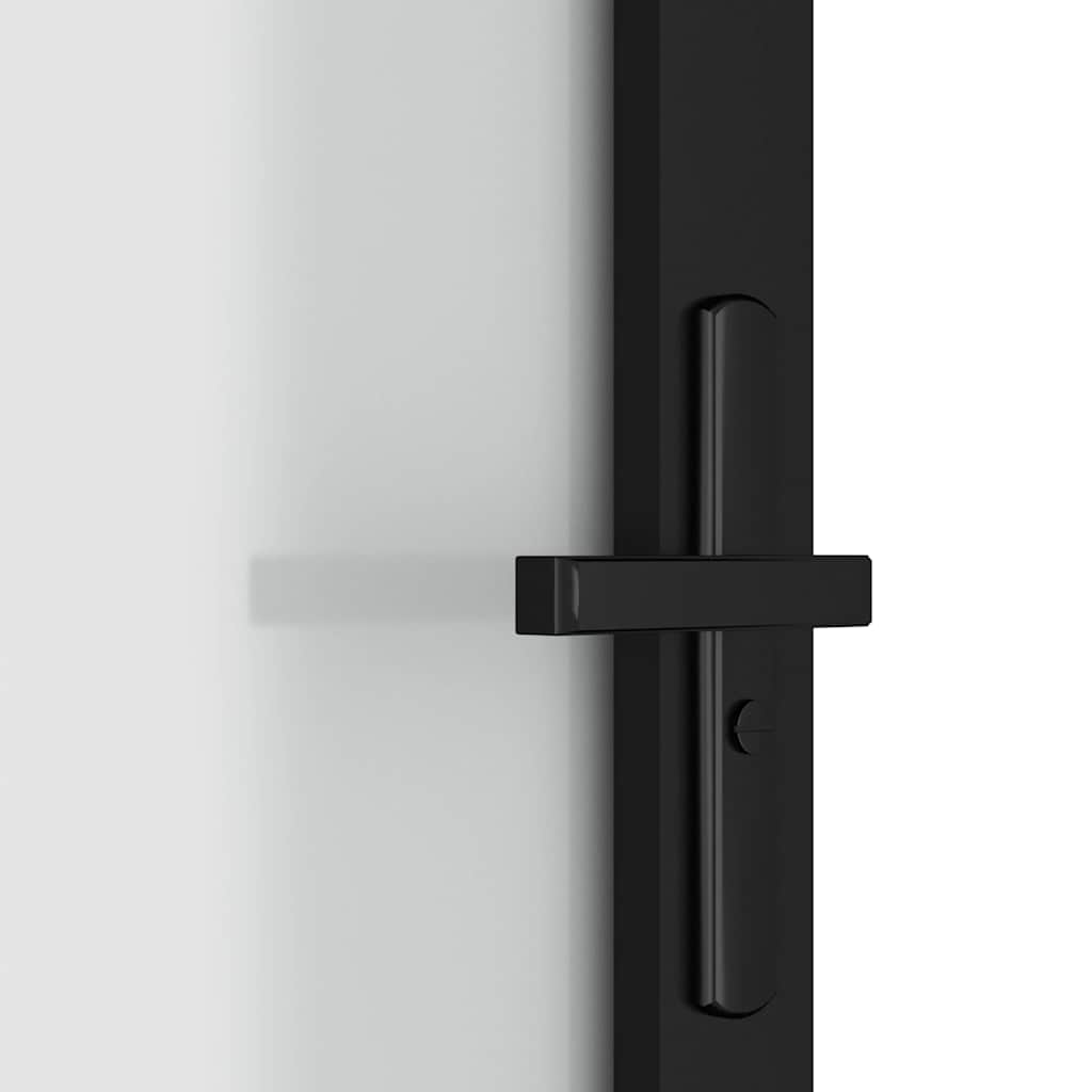 Porta Interna 76x201,5 cm Nero Opaco Vetro Temperato e Alluminio