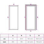 Porta Interna 76x201,5 cm Nero Opaco Vetro Temperato e Alluminio