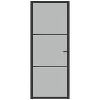 Porta Interna 83x201,5 cm Nero Opaco Vetro Temperato e Alluminio
