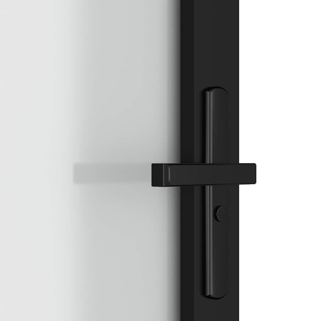 Porta Interna 93x201,5 cm Nero Opaco Vetro Temperato e Alluminio