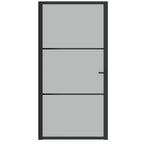 Porta Interna 102,5x201,5 cm Nero Opaco Vetro Temperato e Alluminio