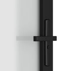 Porta Interna 102,5x201,5 cm Nero Opaco Vetro Temperato e Alluminio
