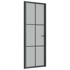Porta Interna 76x201,5 cm Vetro Opaco e Alluminio Nero