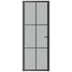 Porta Interna 76x201,5 cm Vetro Opaco e Alluminio Nero
