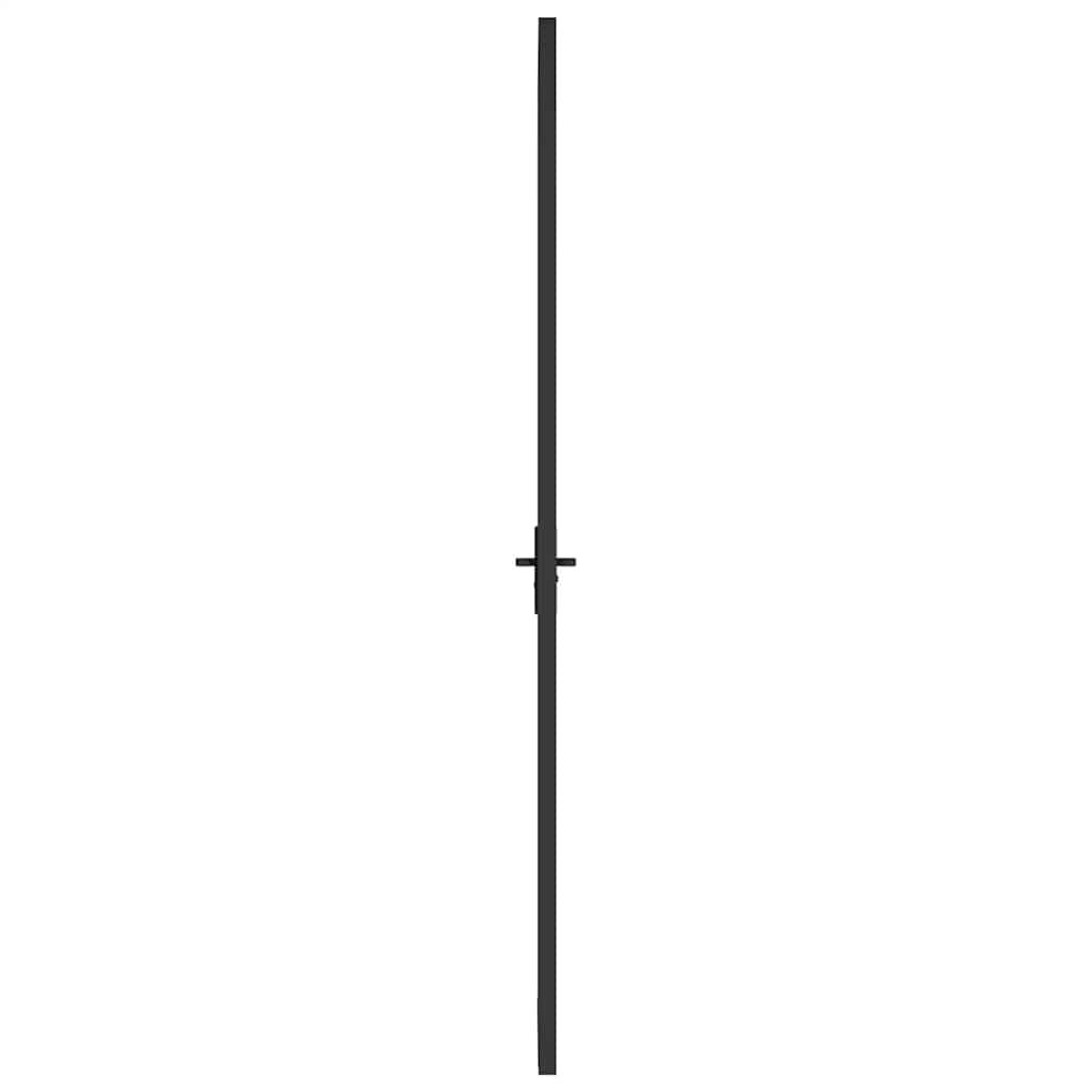 Porta Interna 76x201,5 cm Vetro Opaco e Alluminio Nero