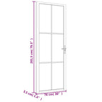 Porta Interna 76x201,5 cm Vetro Opaco e Alluminio Nero
