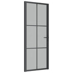 Porta Interna 83x201,5 cm Nero Opaco Vetro Temperato e Alluminio