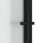 Porta Interna 93x201,5 cm Nero Opaco Vetro Temperato e Alluminio