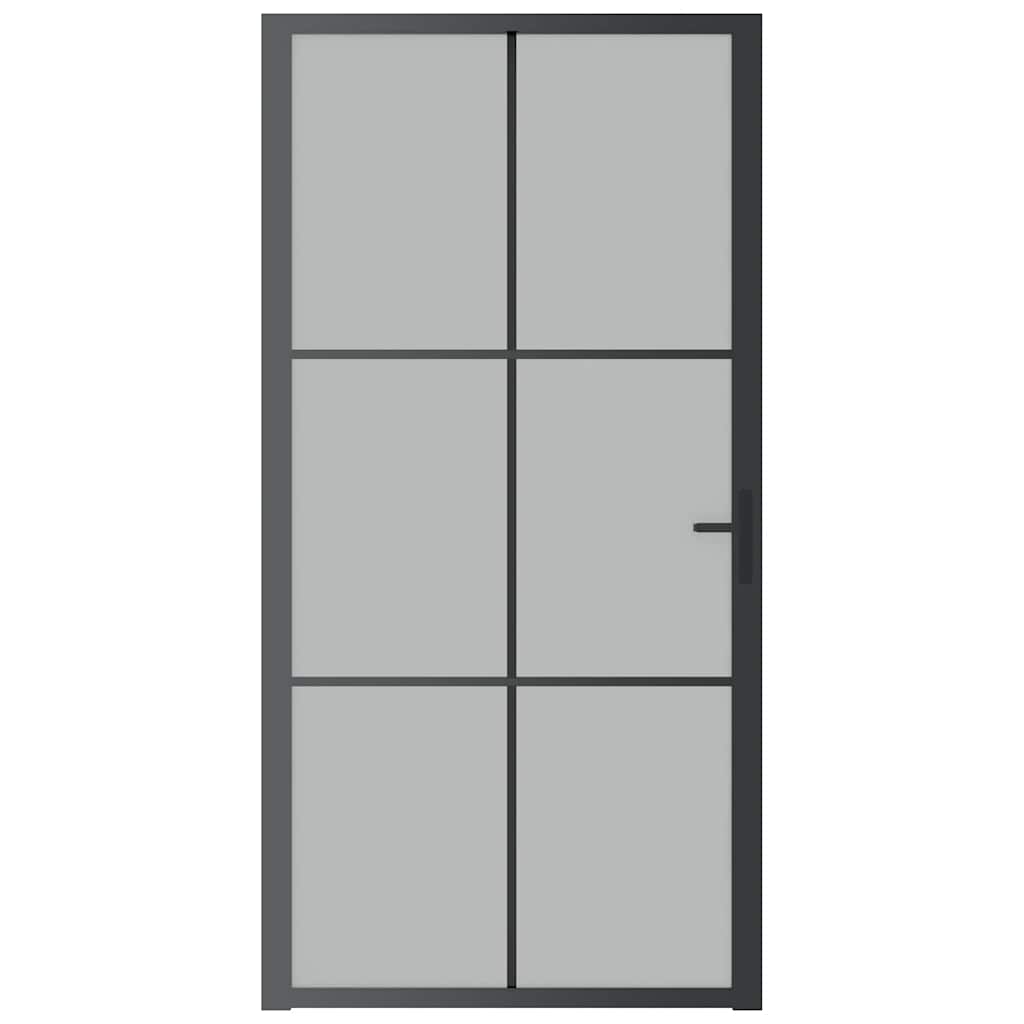 Porta Interna Vetro Opaco Nero e Alluminio 102,5x201,5 cm