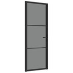 Porta Interna 76x201,5 cm Nero Opaco Vetro Temperato ESG e Alluminio