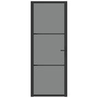 Porta Interna 76x201,5 cm Nero Opaco Vetro Temperato ESG e Alluminio