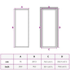 Porta Interna 76x201,5 cm Nero Opaco Vetro Temperato ESG e Alluminio