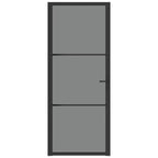 Porta Interna 83x201,5 cm Nero Opaco Vetro Temperato ESG e Alluminio