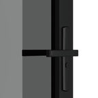Porta Interna 83x201,5 cm Nero Opaco Vetro Temperato ESG e Alluminio