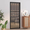 Porta Interna 83x201,5 cm Nero Opaco Vetro Temperato ESG e Alluminio