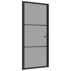 Porta Interna 93x201,5 cm Nera Vetro ESG Temperato e Alluminio