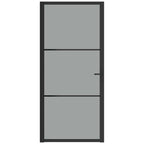 Porta Interna 93x201,5 cm Nera Vetro ESG Temperato e Alluminio