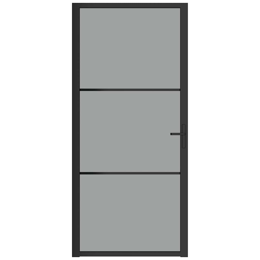 Porta Interna 93x201,5 cm Nera Vetro ESG Temperato e Alluminio