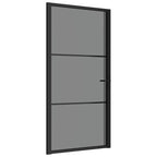 Porta Interna 102,5x201,5 cm Nera in Vetro Temperato ESG e Alluminio
