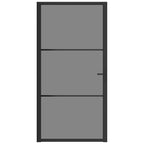 Porta Interna 102,5x201,5 cm Nera in Vetro Temperato ESG e Alluminio