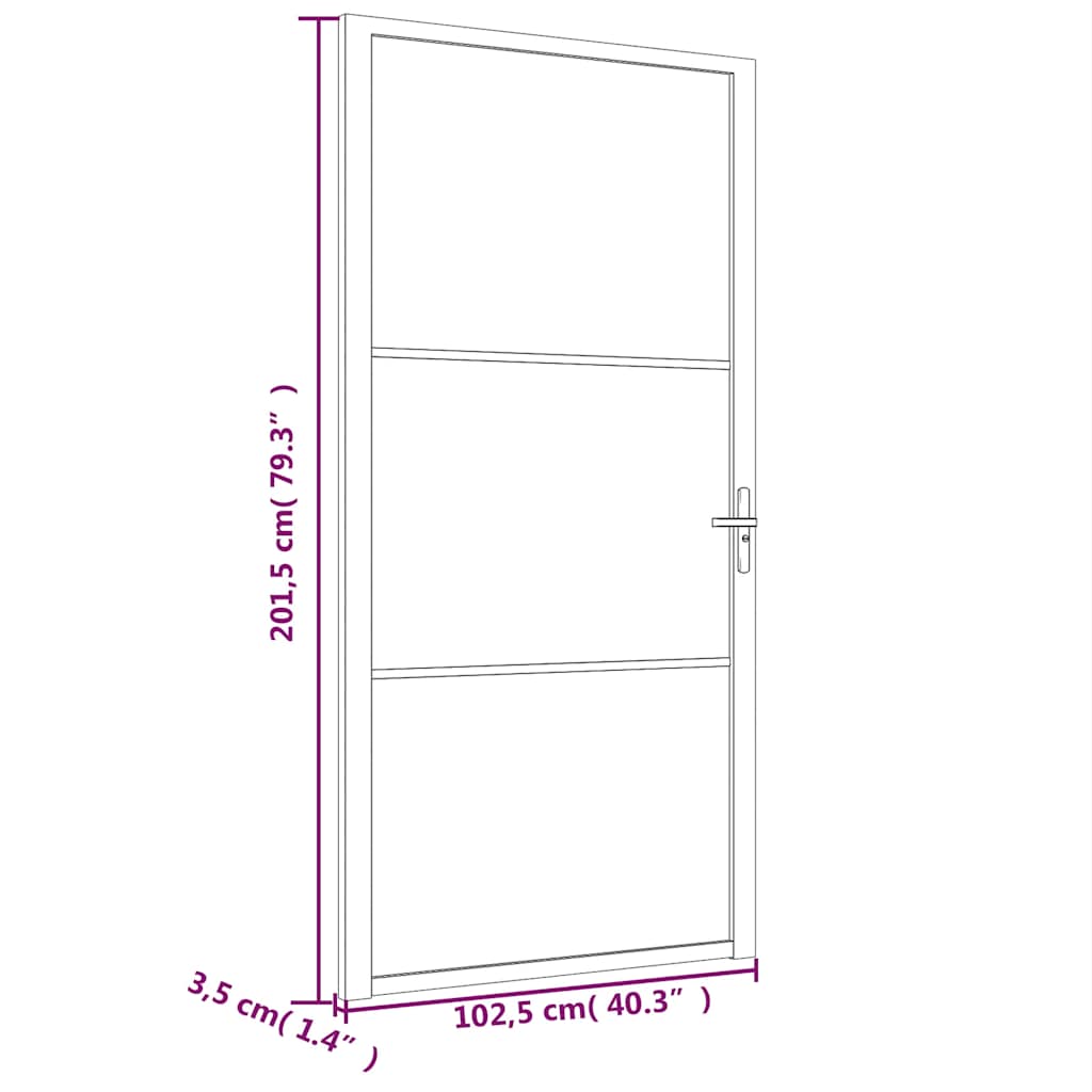 Porta Interna 102,5x201,5 cm Nera in Vetro Temperato ESG e Alluminio