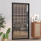 Porta Interna 102,5x201,5 cm Nera in Vetro Temperato ESG e Alluminio