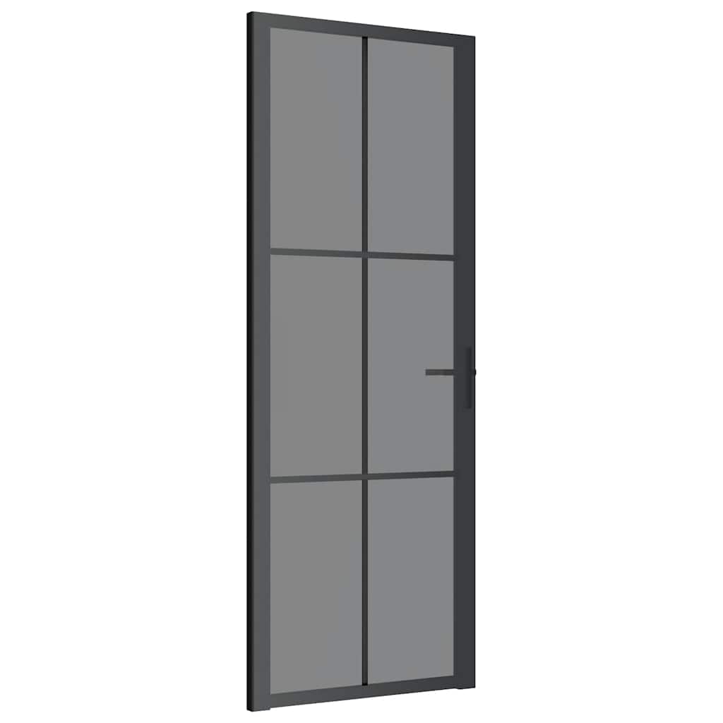 Porta Interna 76x201,5 cm Nera in Vetro Temperato ESG e Alluminio