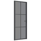 Porta Interna 76x201,5 cm Nera in Vetro Temperato ESG e Alluminio