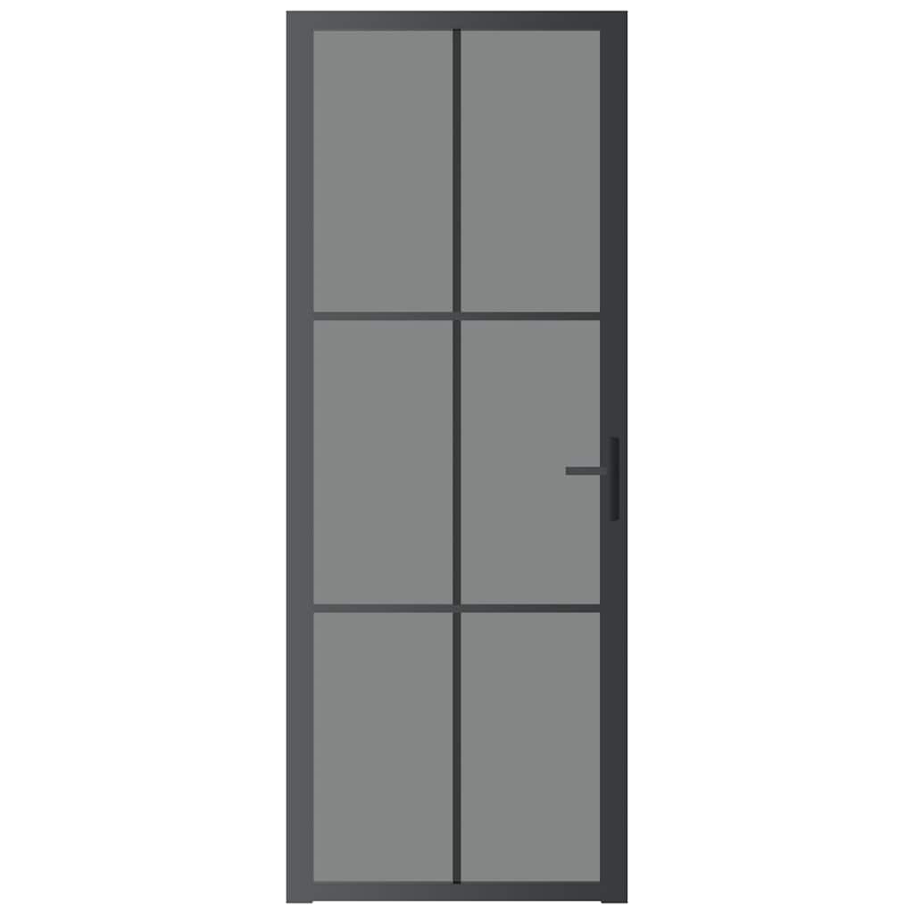 Porta Interna 76x201,5 cm Nera in Vetro Temperato ESG e Alluminio