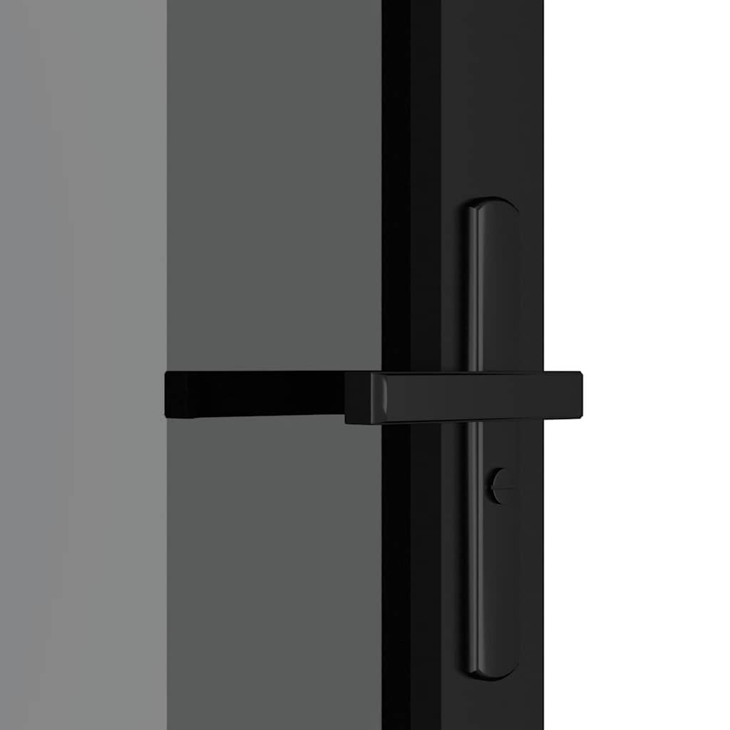 Porta Interna 76x201,5 cm Nera in Vetro Temperato ESG e Alluminio