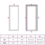 Porta Interna 76x201,5 cm Nera in Vetro Temperato ESG e Alluminio