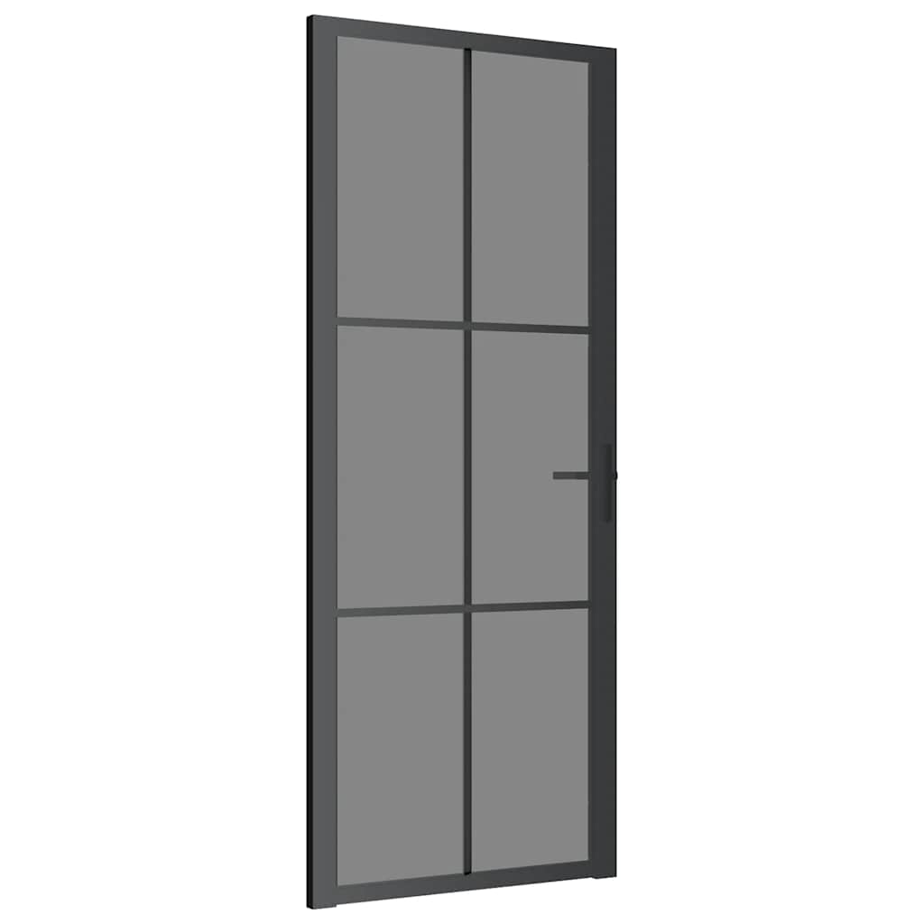 Porta Interna 83x201,5 cm Nera in Vetro Temperato ESG e Alluminio