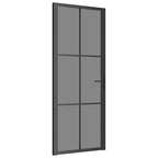 Porta Interna 83x201,5 cm Nera in Vetro Temperato ESG e Alluminio