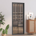 Porta Interna 83x201,5 cm Nera in Vetro Temperato ESG e Alluminio