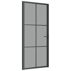 Porta Interna 93x201,5 cm Nera in Vetro Temperato ESG e Alluminio