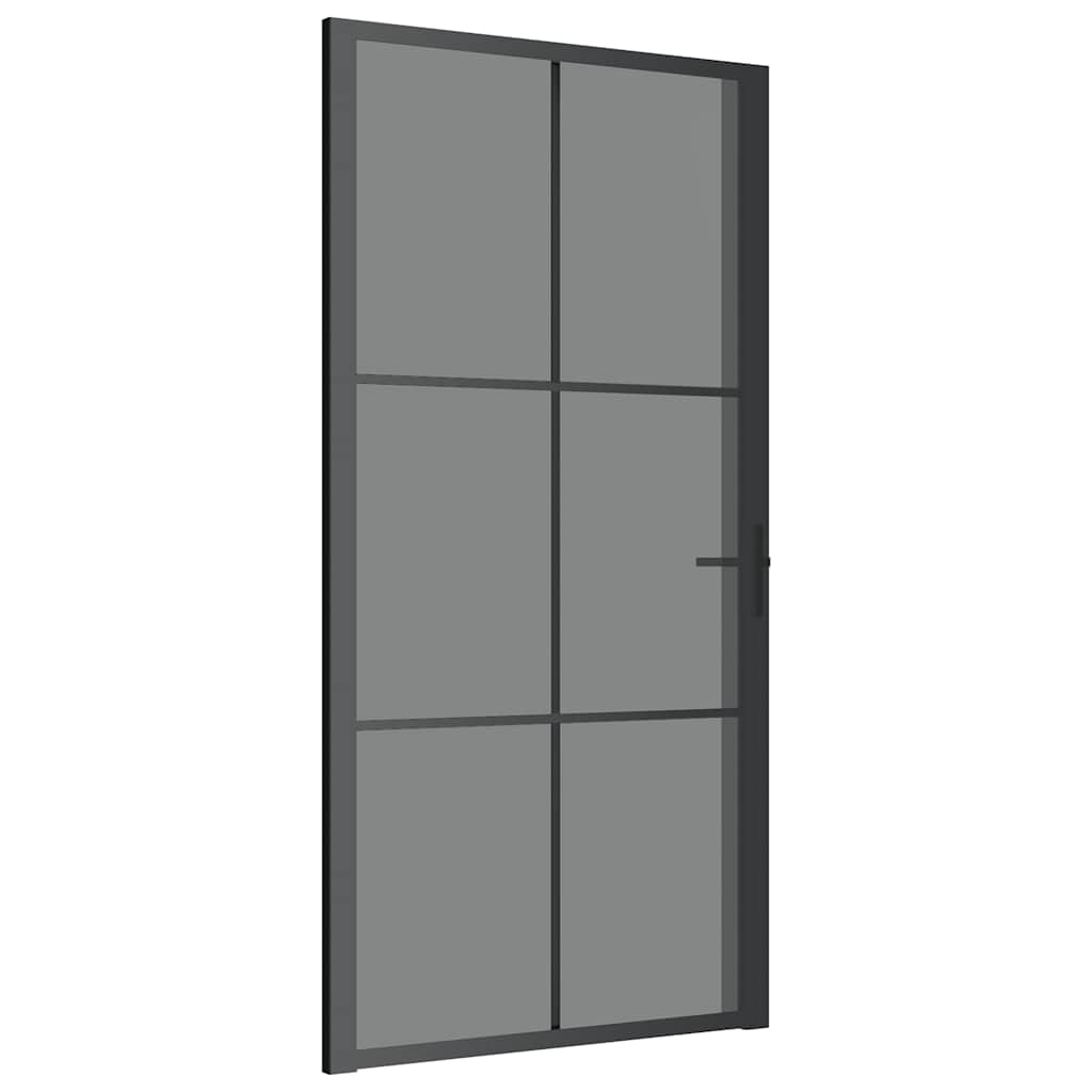 Porta Interna 102,5x201,5 cm Nera in Vetro Temperato ESG e Alluminio