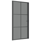 Porta Interna 102,5x201,5 cm Nera in Vetro Temperato ESG e Alluminio
