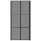 Porta Interna 102,5x201,5 cm Nera in Vetro Temperato ESG e Alluminio