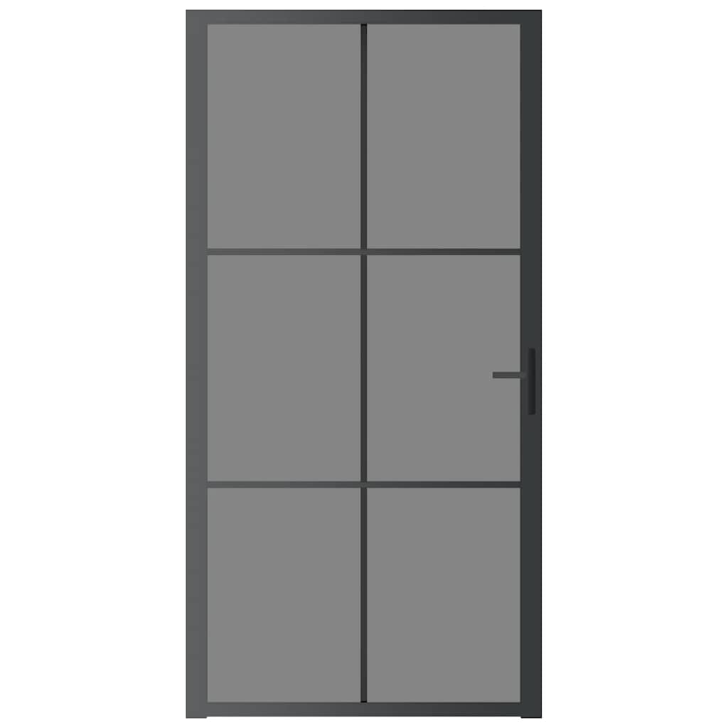 Porta Interna 102,5x201,5 cm Nera in Vetro Temperato ESG e Alluminio