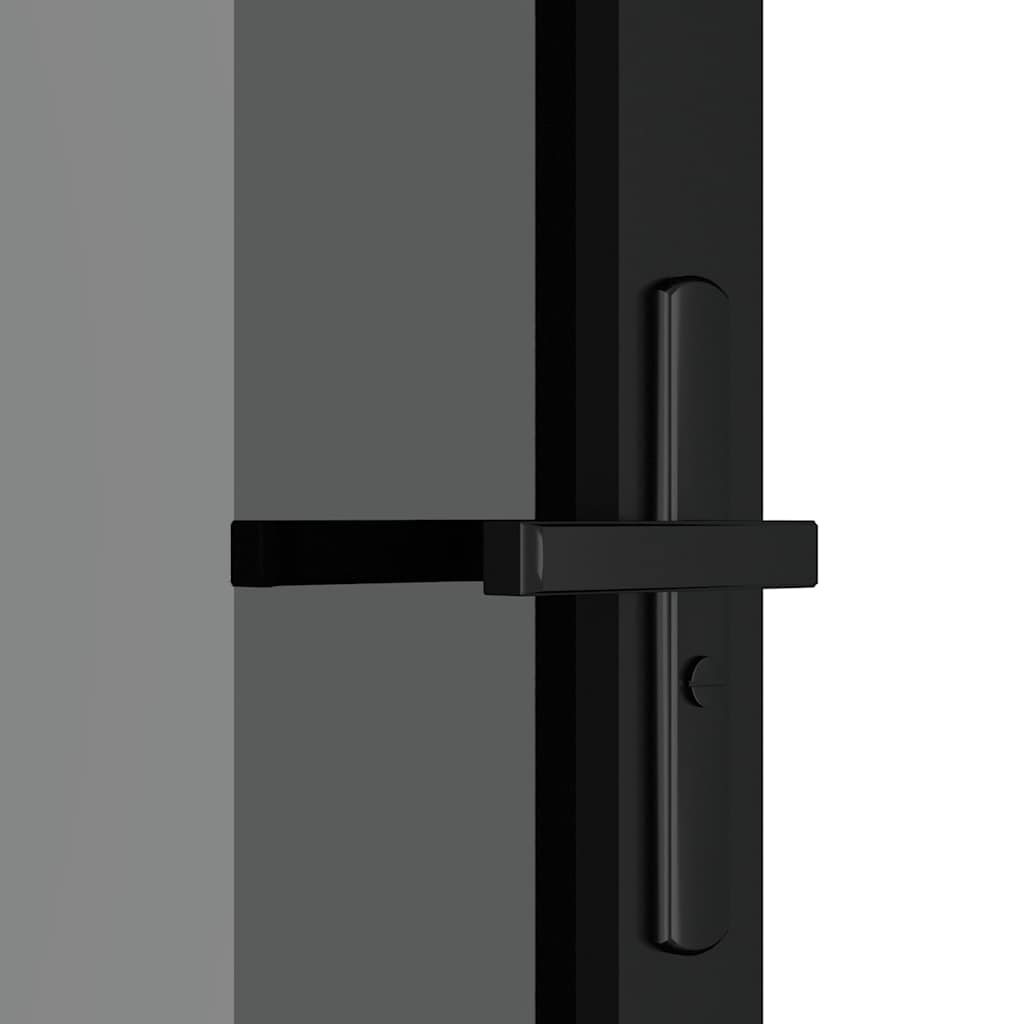 Porta Interna 102,5x201,5 cm Nera in Vetro Temperato ESG e Alluminio