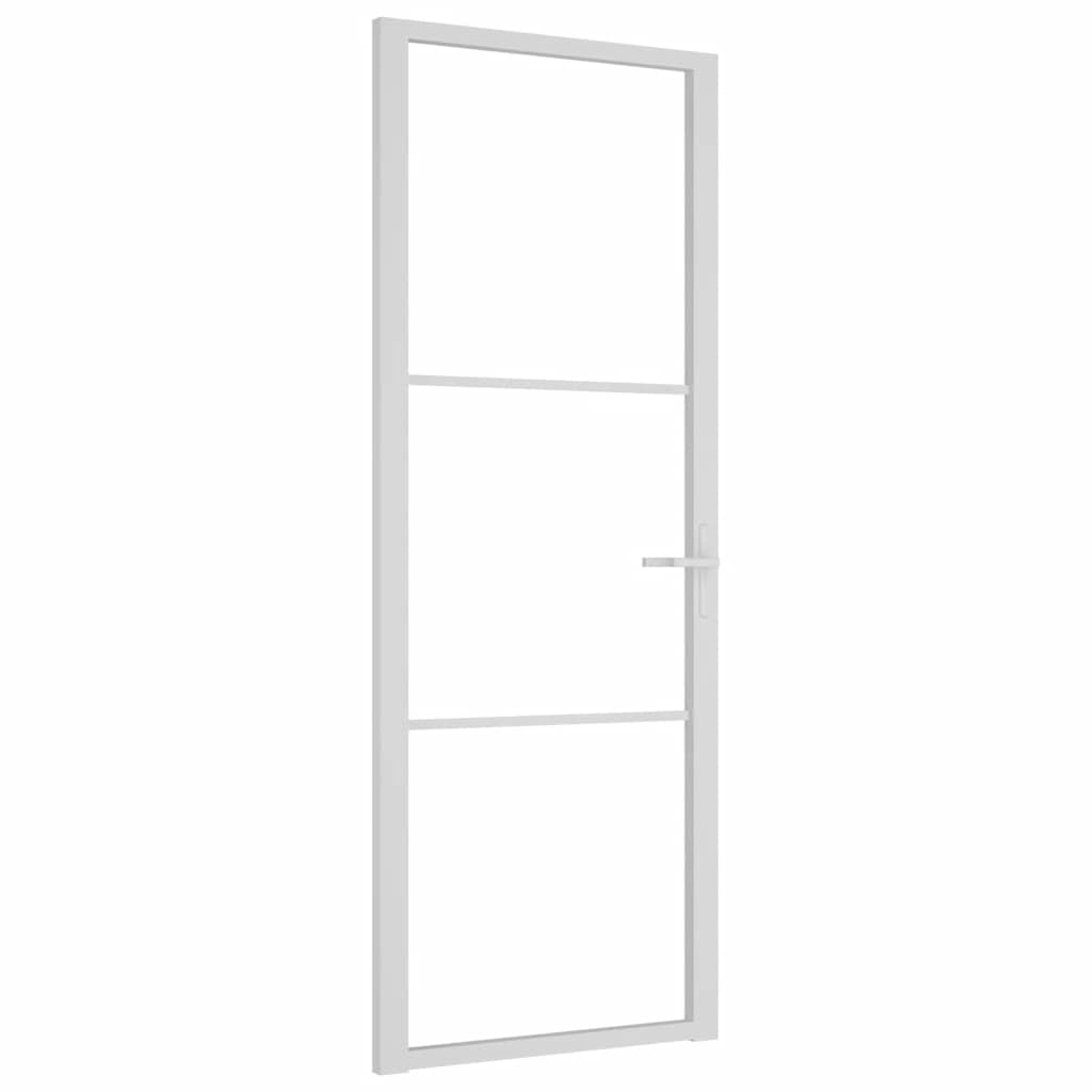 Porta Interna 76x201,5 cm Bianca Vetro Temperato ESG e Alluminio
