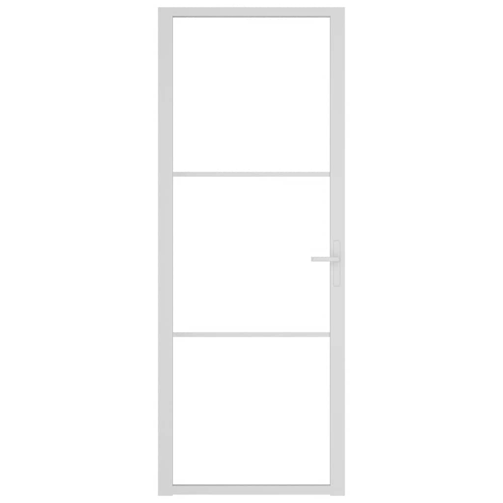 Porta Interna 76x201,5 cm Bianca Vetro Temperato ESG e Alluminio
